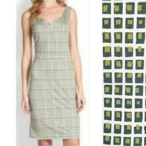 Tory Burch Paris Green Window Pane Dress XS 100% Silk